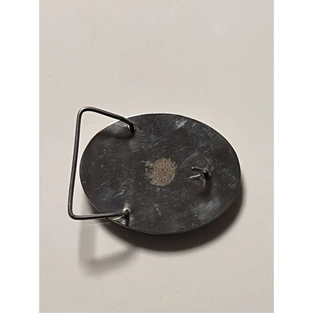 Vintage Abalone & Black Onyx Inlay Eagle Head Belt Buckle
